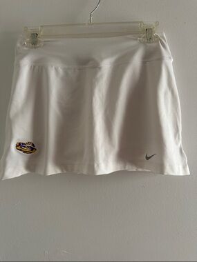 Nike White Women’s Athletic Mini Skirt with Purple & Gold LSU Patch